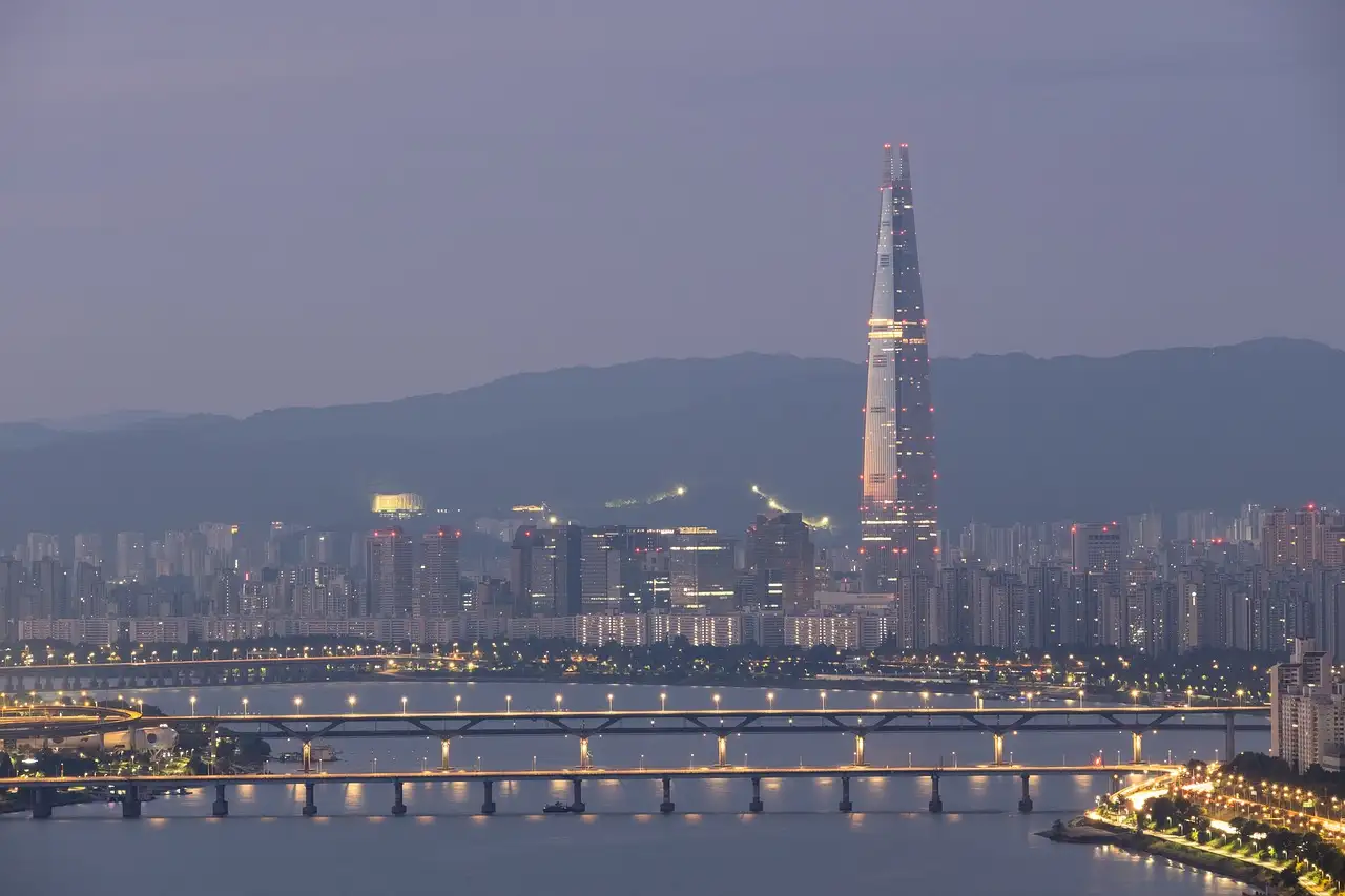 Onde fica a Lotte World Tower em Seul, Coreia do Sul?